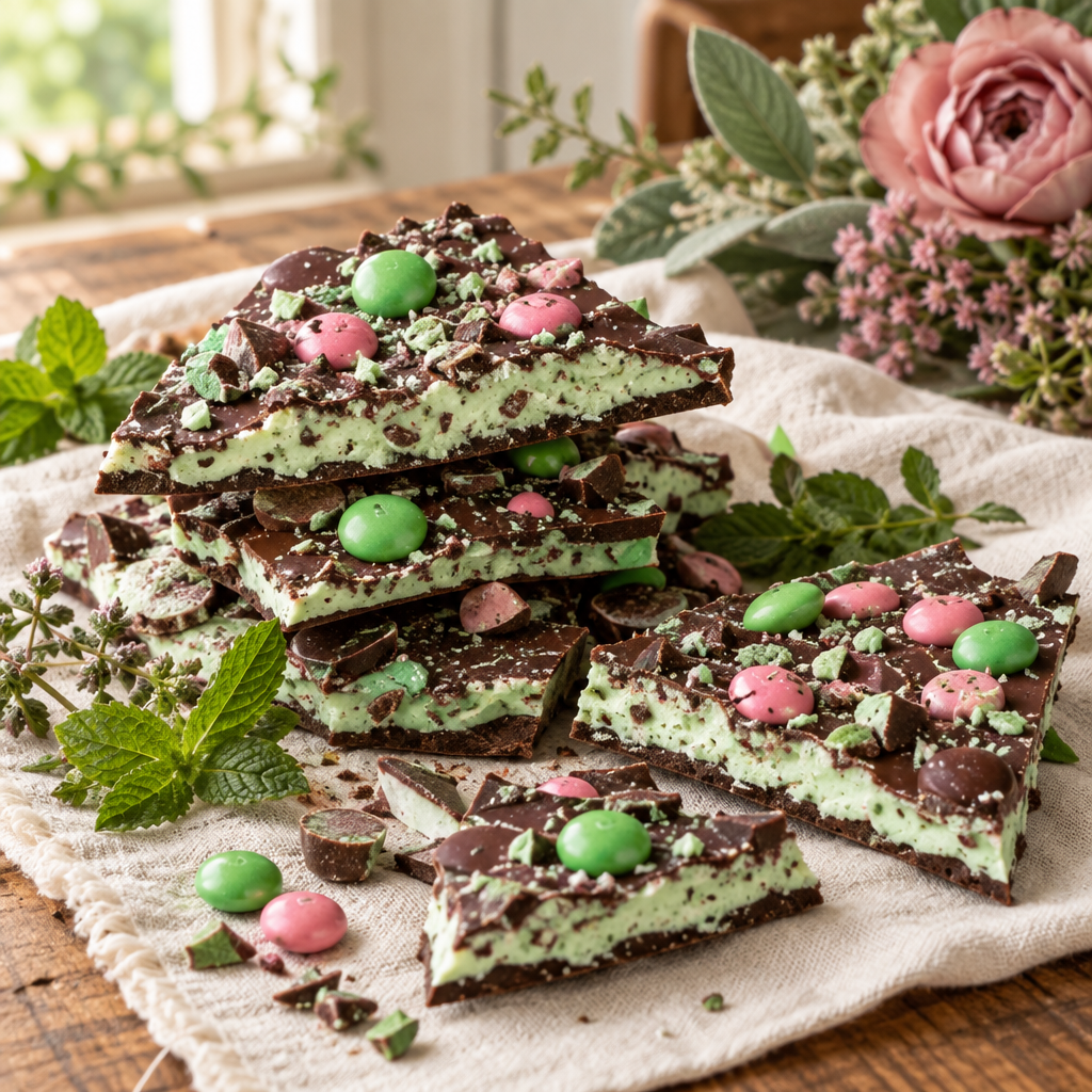 Cottage-style mint chocolate bark photo