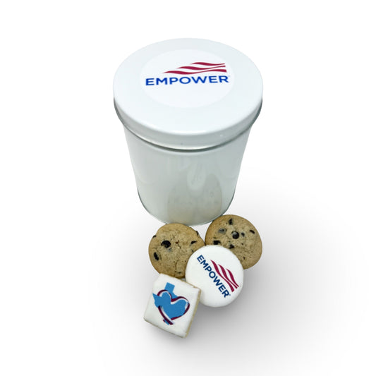 Empower Tin of 20 Cookies- Chocolate Chip and Printed Iced Sugar Cookies