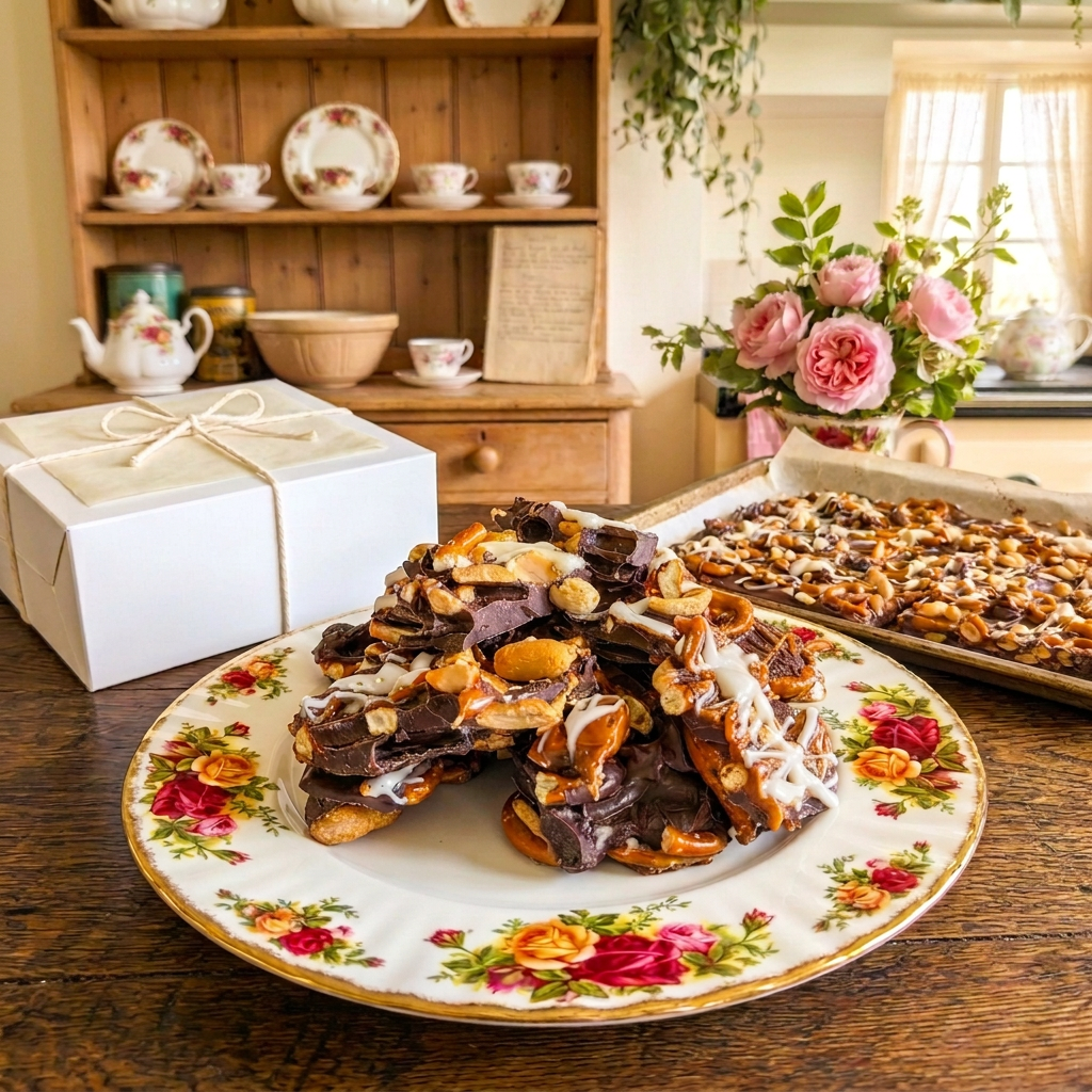 Dark Chocolate Caramel Pretzel & Peanut Bark – 1 lb Gift Box