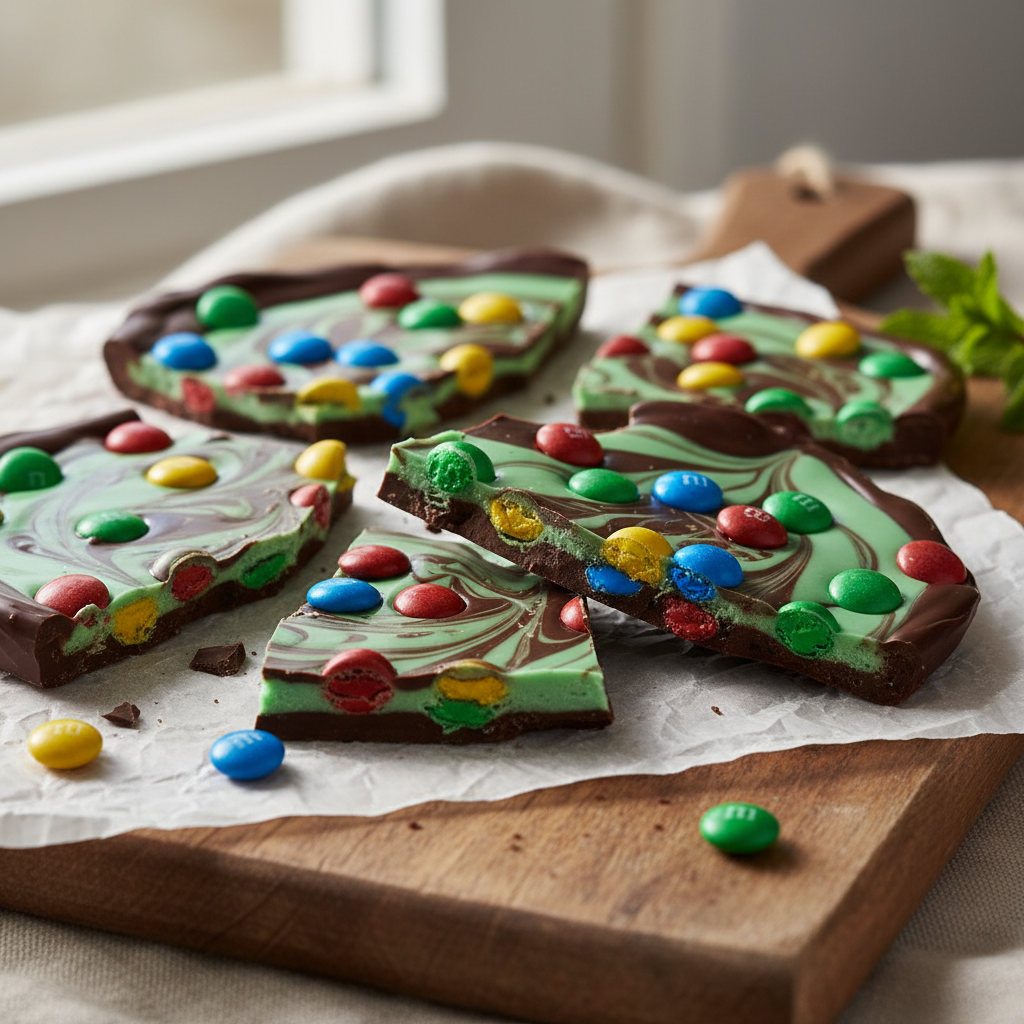 M & M Mint Chocolate Bark