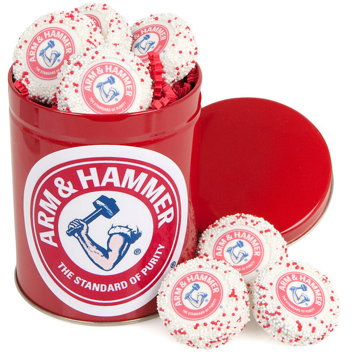 Logo Hand Dipped & Decorated Sandwich Cookie- Tin of 10