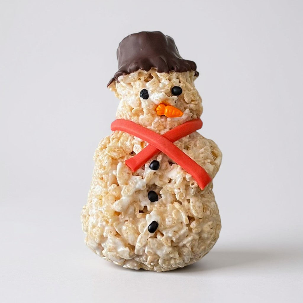 Snowman with a Chocolate Hat Rice Crispie Treats
